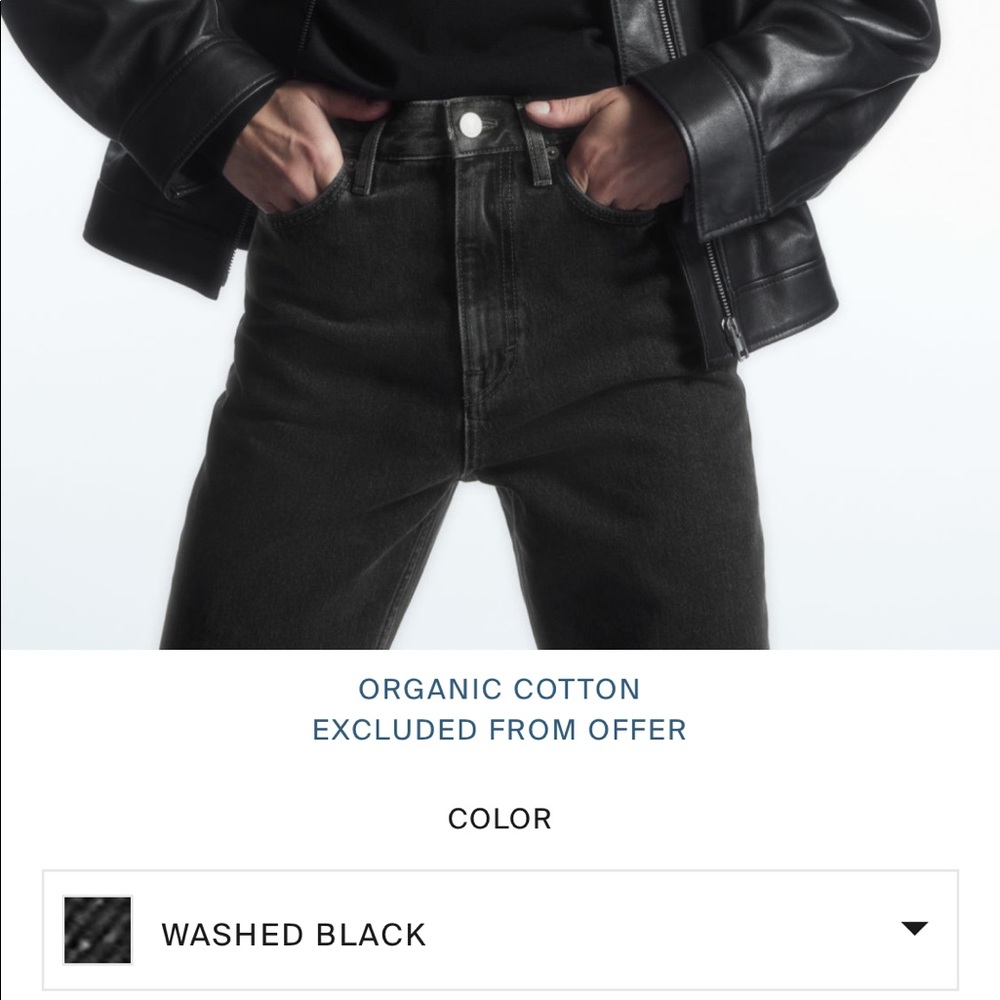 COS washed black tapered leg high rise jeans